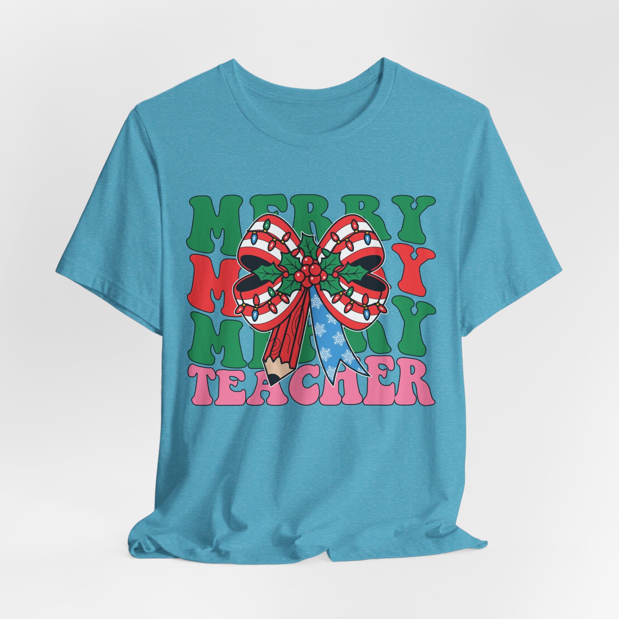 Merry Teacher T-Shirt | Cute Holiday Tee for Educators, Christmas Gift, Teacher Appreciation, Casual Wear, Festive Apparel