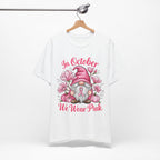 Breast Cancer Awareness Tee, Inspirational Gnome Shirt, October Activism Top, Unisex Casual Wear, Gift for Her, Comfort Tee, Support Pink