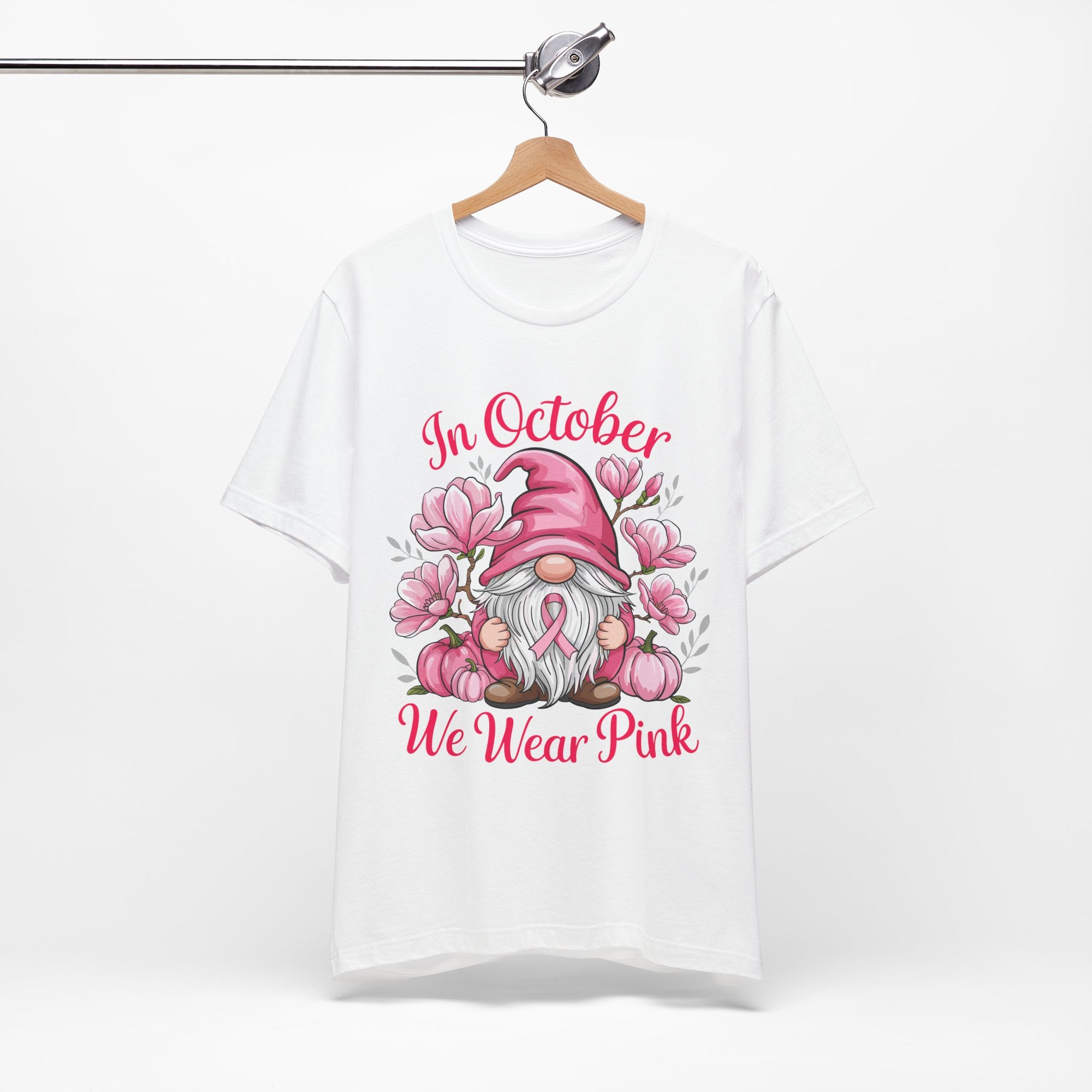Breast Cancer Awareness Tee, Inspirational Gnome Shirt, October Activism Top, Unisex Casual Wear, Gift for Her, Comfort Tee, Support Pink