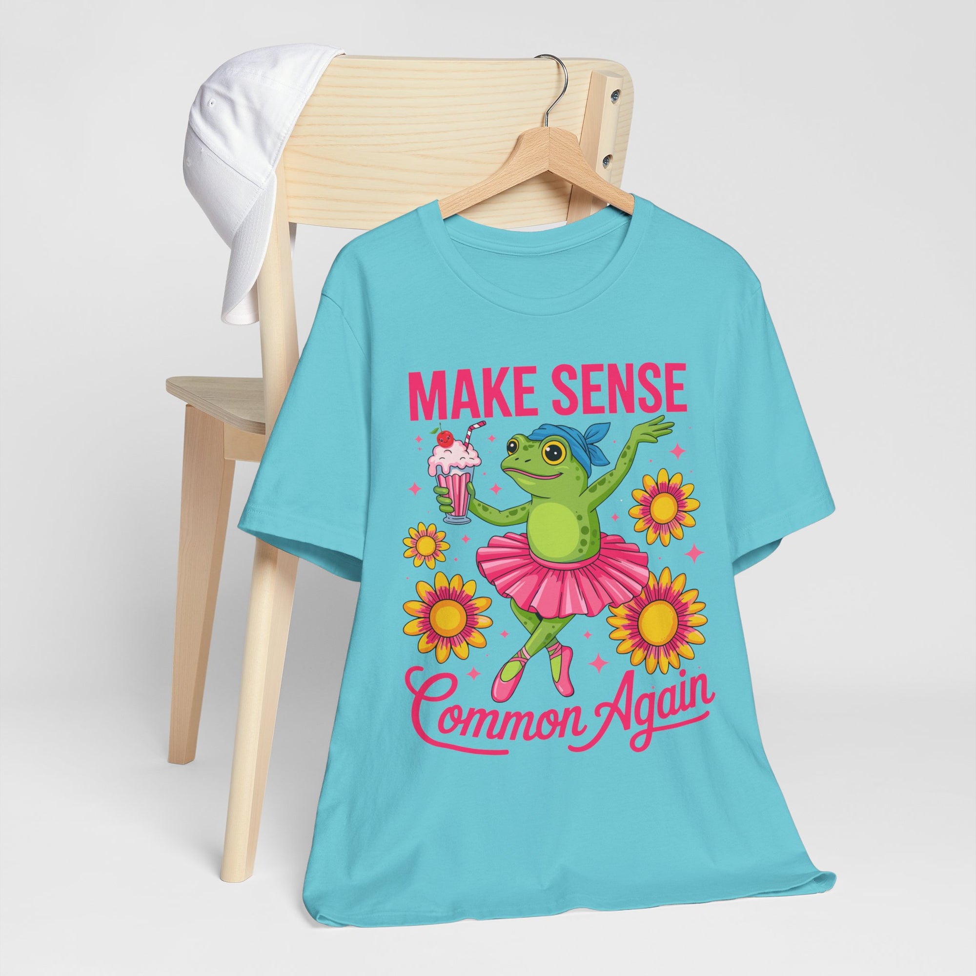 Make Sense Common Again T‑Shirt — Cute Dancing Frog Graphic Tee