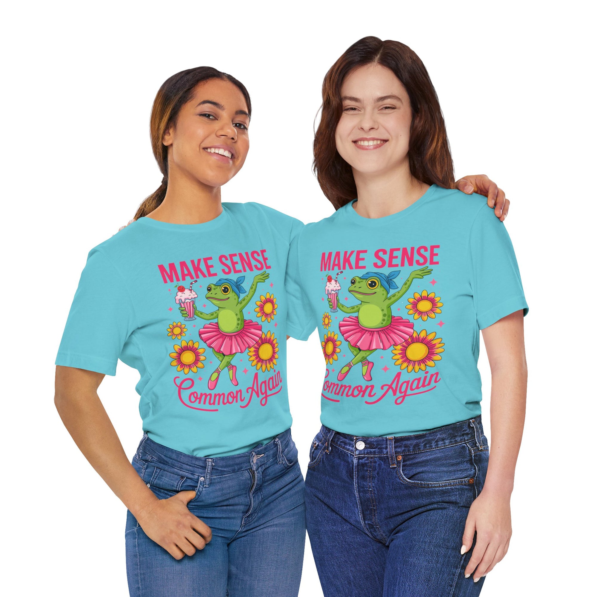 Make Sense Common Again T‑Shirt — Cute Dancing Frog Graphic Tee