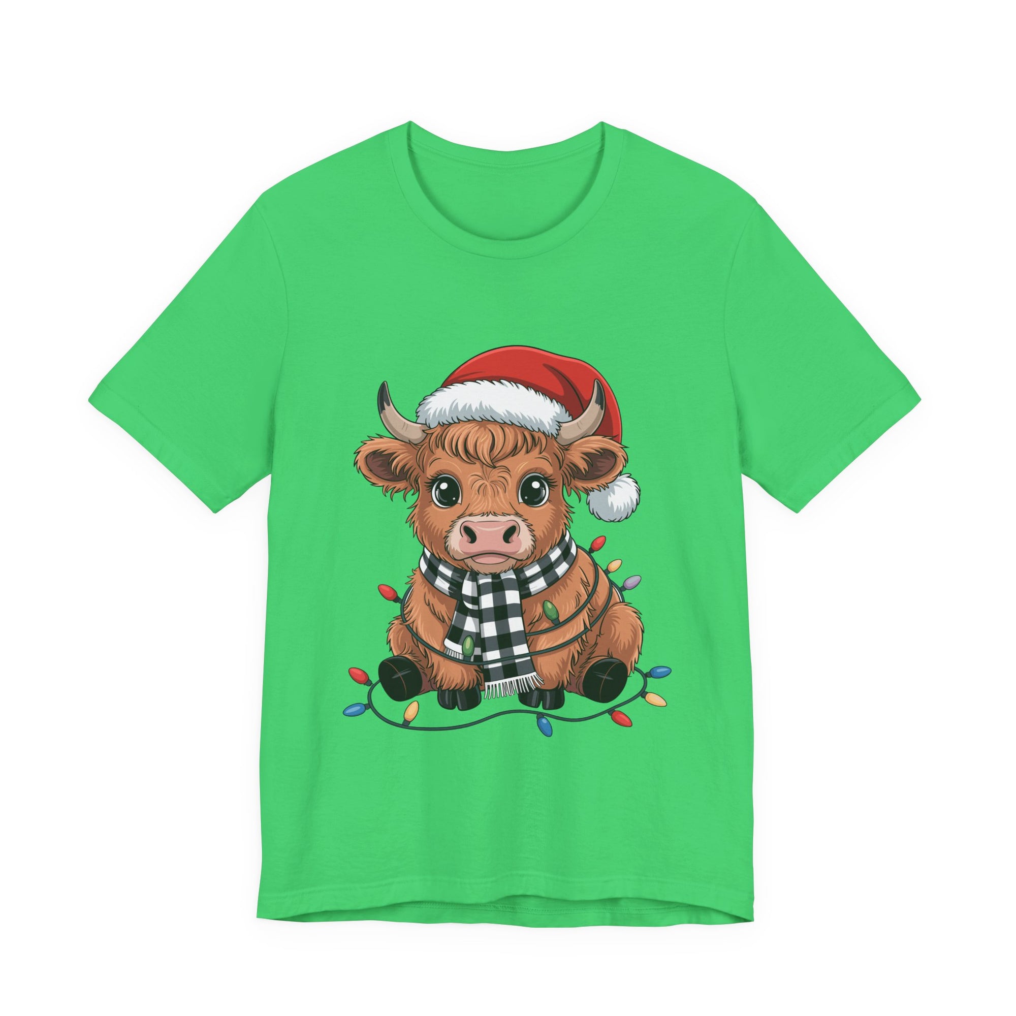 Festive Cow Christmas Tee, Unisex Holiday Shirt, Cute Animal T-Shirt