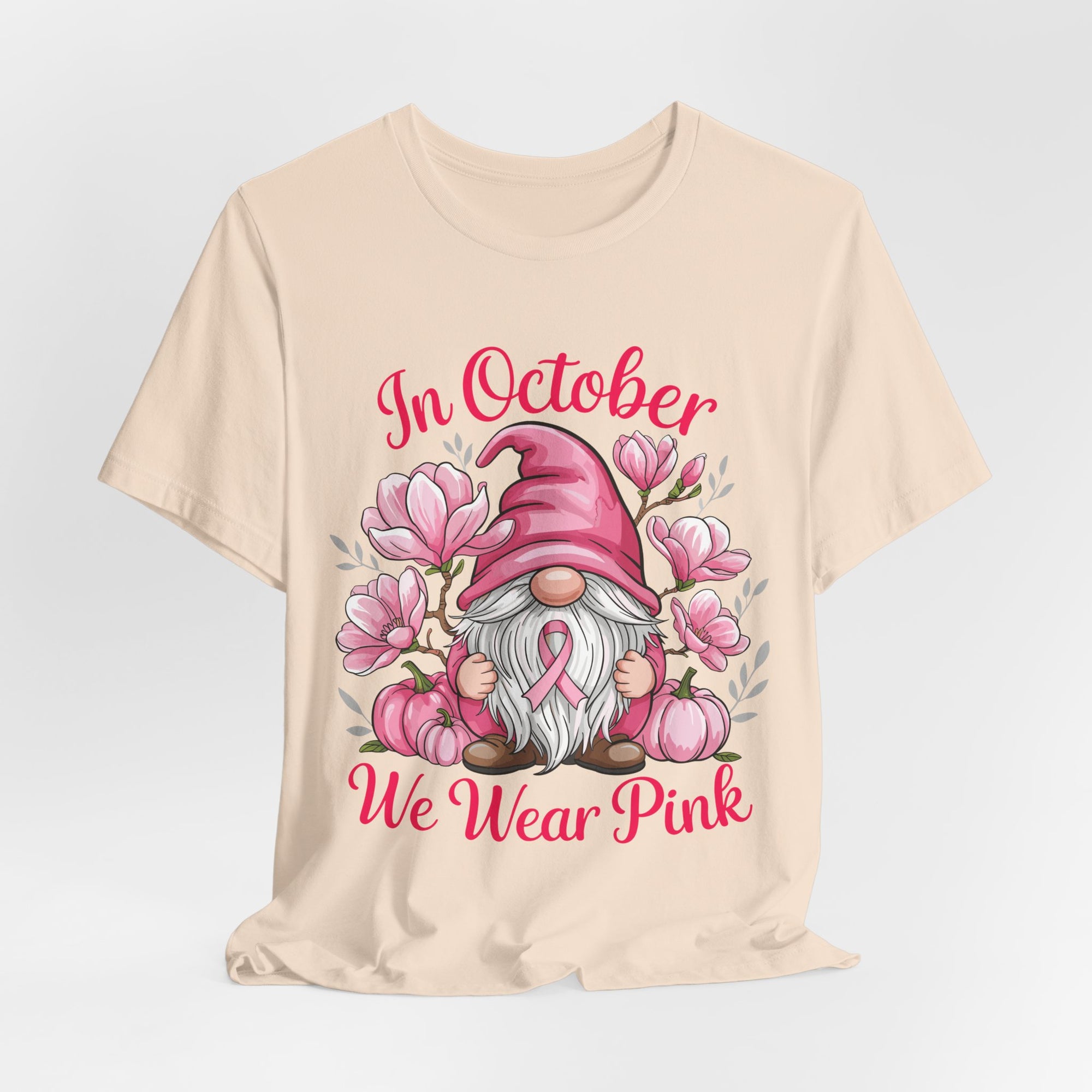 Breast Cancer Awareness Tee, Inspirational Gnome Shirt, October Activism Top, Unisex Casual Wear, Gift for Her, Comfort Tee, Support Pink