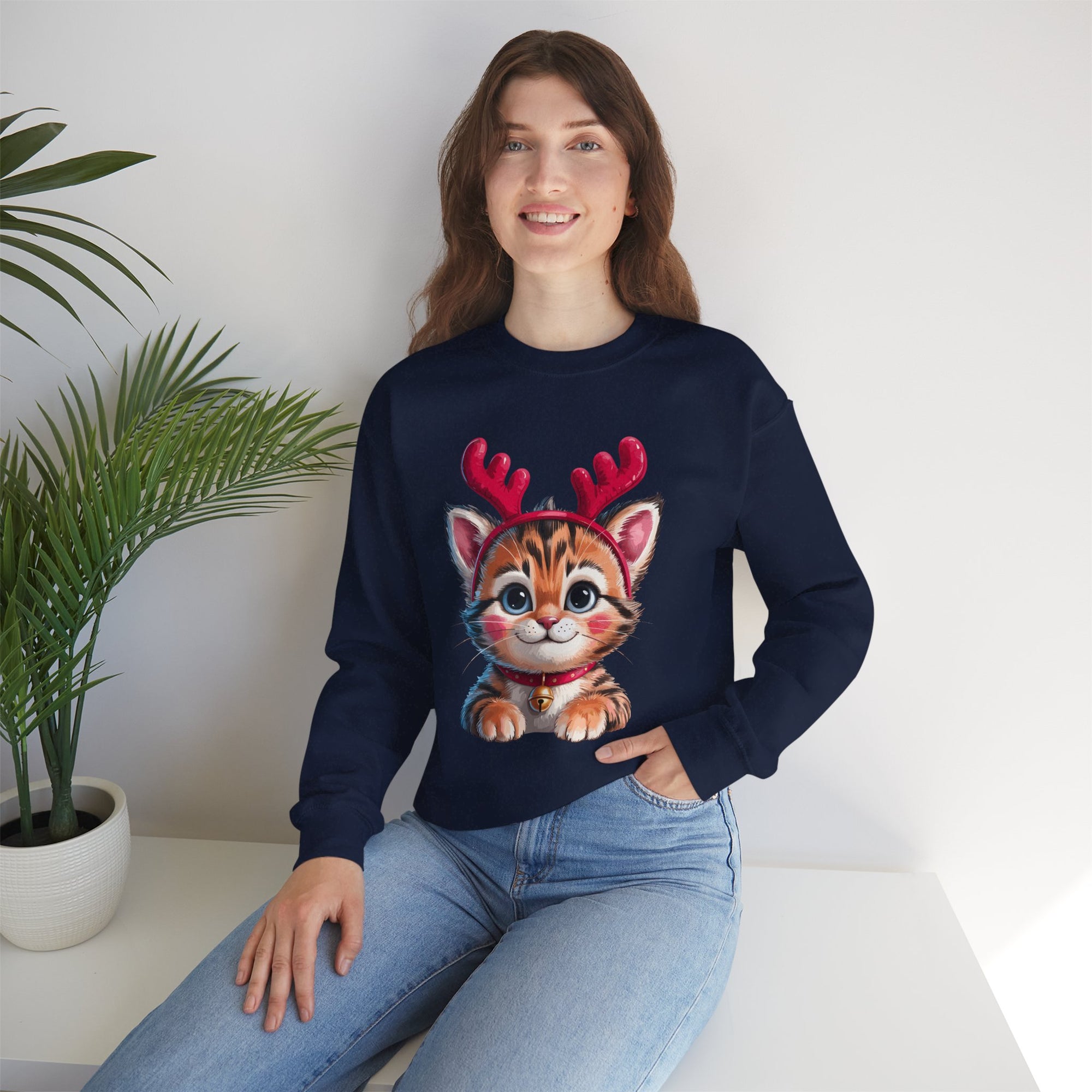 Cute Cat Antlers Crewneck Sweatshirt