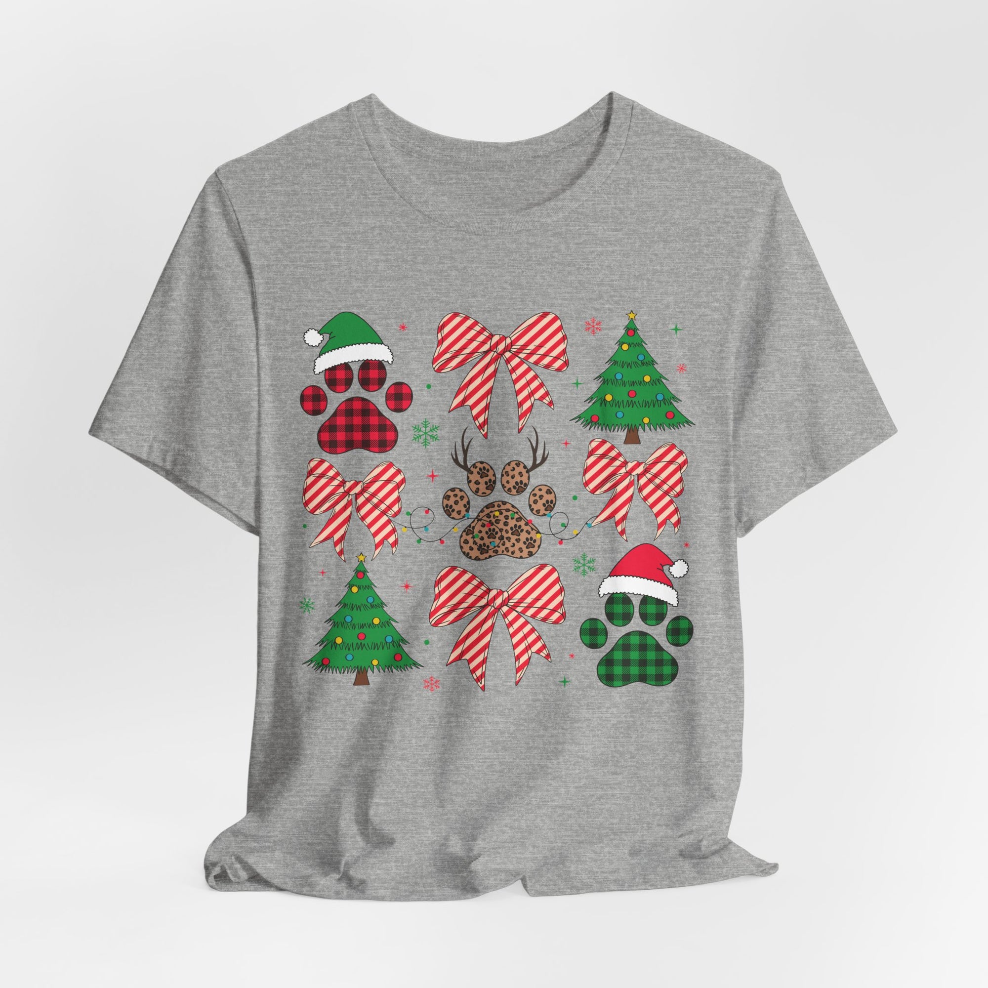 Festive Pet Lover Tee - Christmas Celebration Shirt, Holiday Gift for Dog Owners, Cute Winter Apparel, Paw Print T-Shirt, Unisex