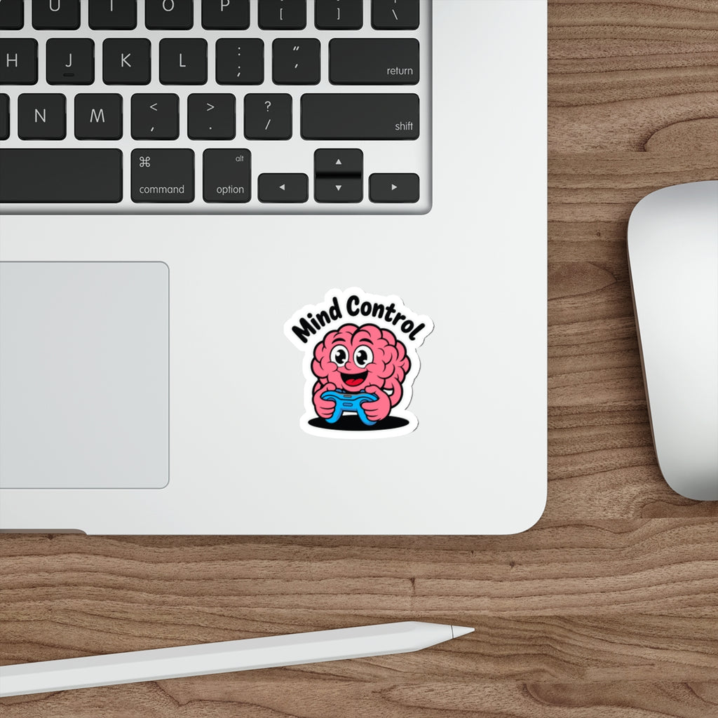 Fun Mind Control Die-Cut Stickers, Gaming Decor, Laptop Stickers, Brain Art, Funny Gift for Gamers, Unique Stickers for Kids