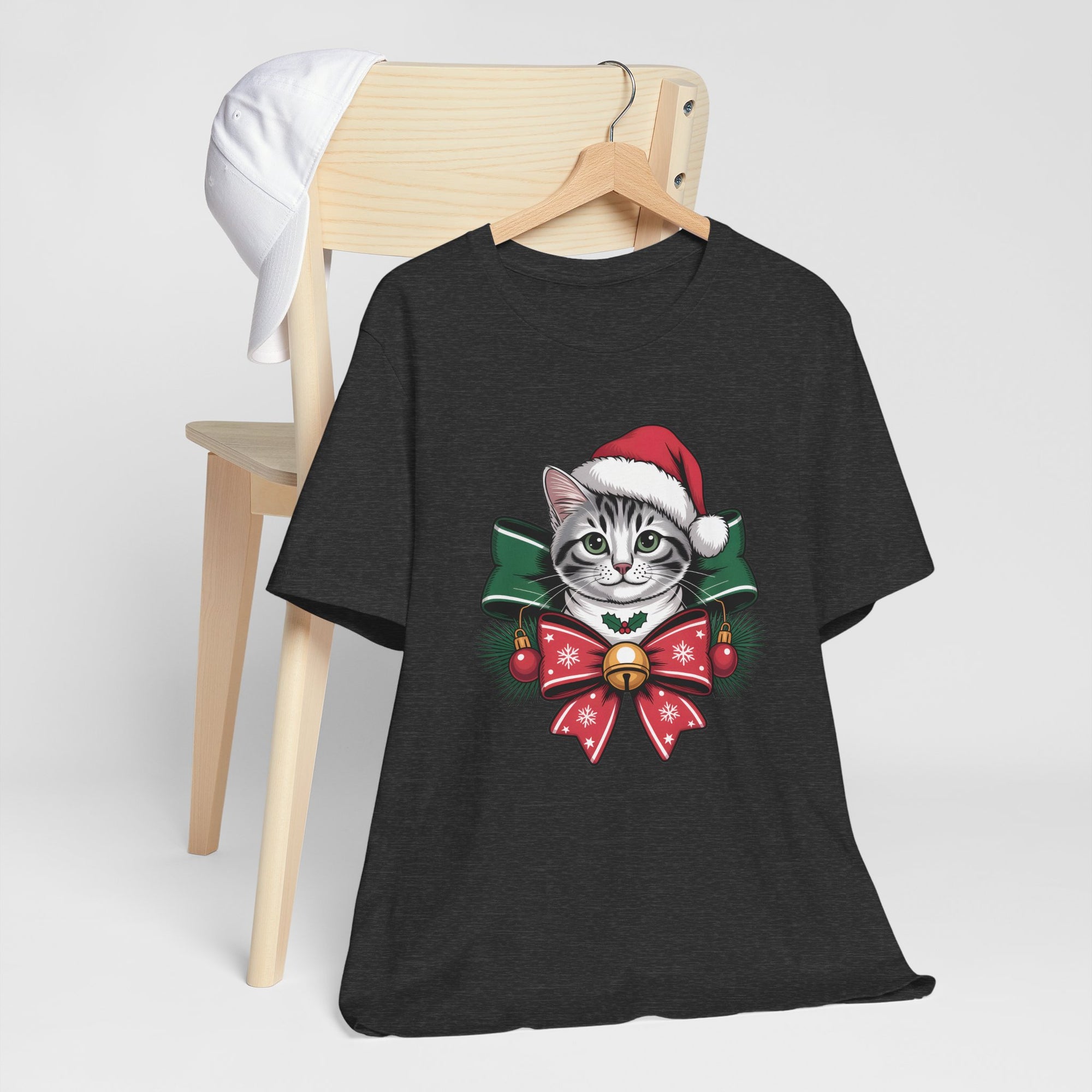 Festive Cat Christmas Tee, Cat Lover Gift, Holiday Shirt, Unisex T-Shirt