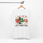 Festive Merry Goose T-Shirt, Christmas Tee, Holiday Apparel, Funny Gift, Unisex Tee, Seasonal Shirt