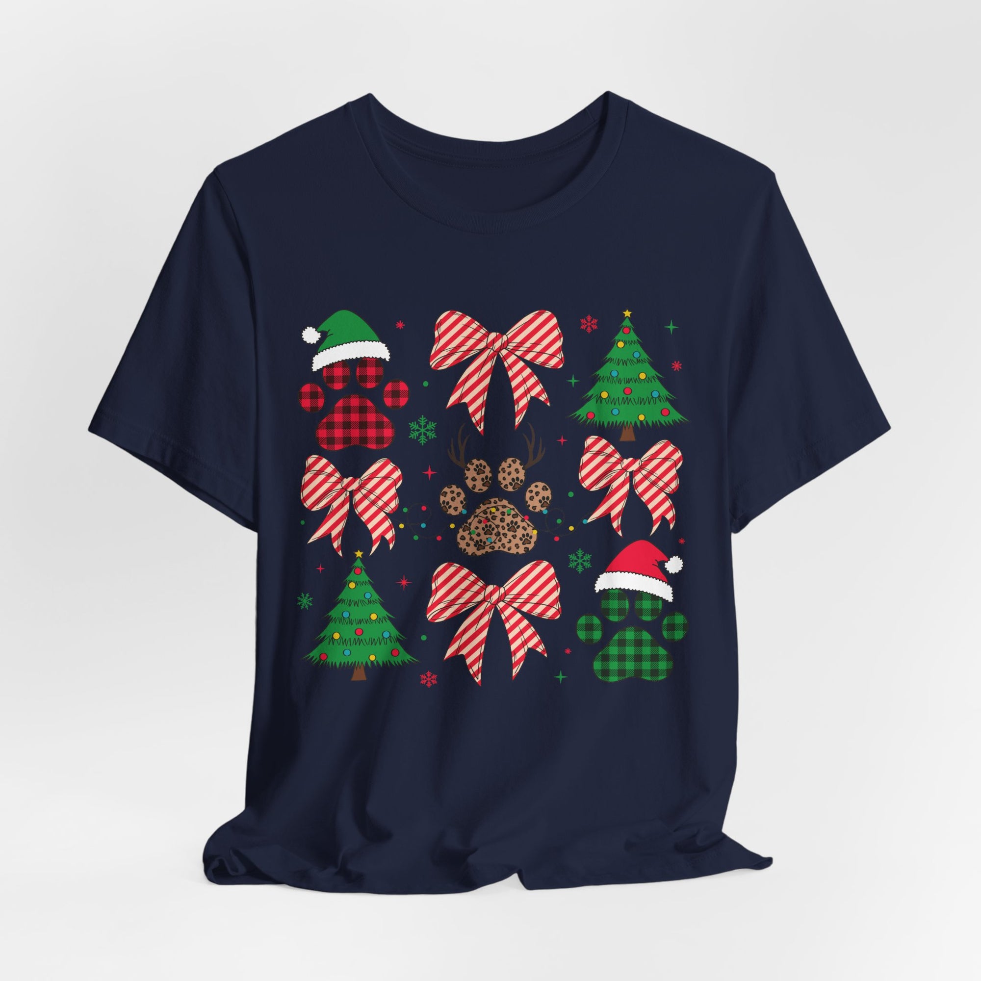Festive Pet Lover Tee - Christmas Celebration Shirt, Holiday Gift for Dog Owners, Cute Winter Apparel, Paw Print T-Shirt, Unisex