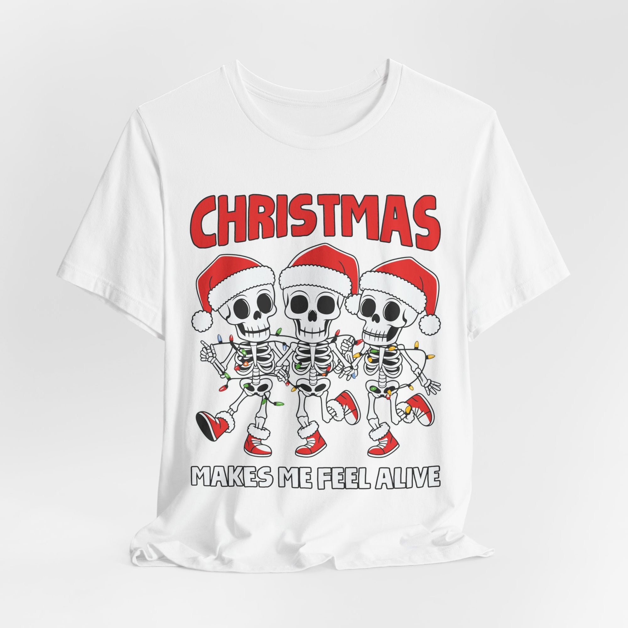 Skeleton Christmas Tee, Holiday Shirt, Unisex Christmas T-Shirt, Fun Winter Apparel, Party Outfit.