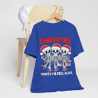 Skeleton Christmas Tee, Holiday Shirt, Unisex Christmas T-Shirt, Fun Winter Apparel, Party Outfit.