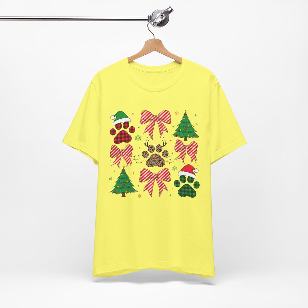 Festive Pet Lover Tee - Christmas Celebration Shirt, Holiday Gift for Dog Owners, Cute Winter Apparel, Paw Print T-Shirt, Unisex