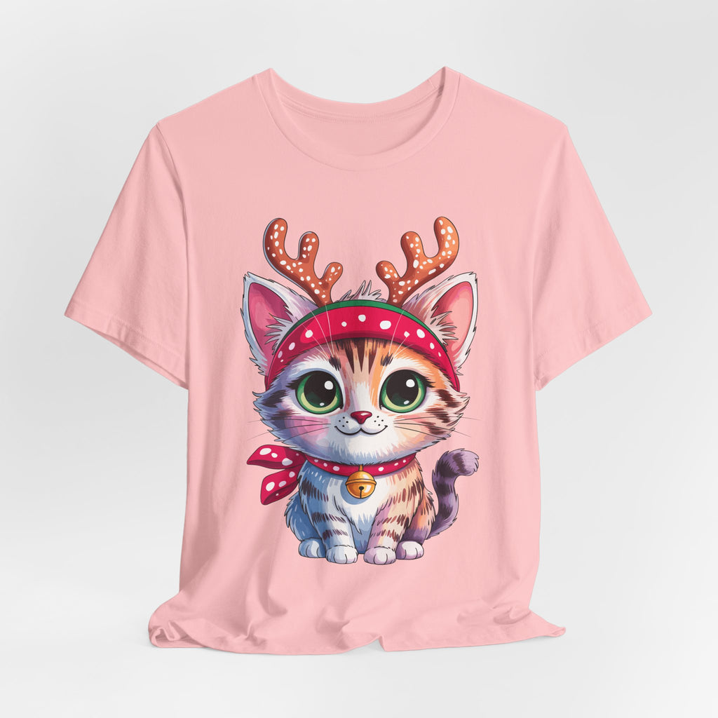 Cute Cat Holiday Tee Shirt, Unisex Cat Lover Gift, Christmas T-Shirt, Animal Graphic Tee, Fun Holiday Apparel
