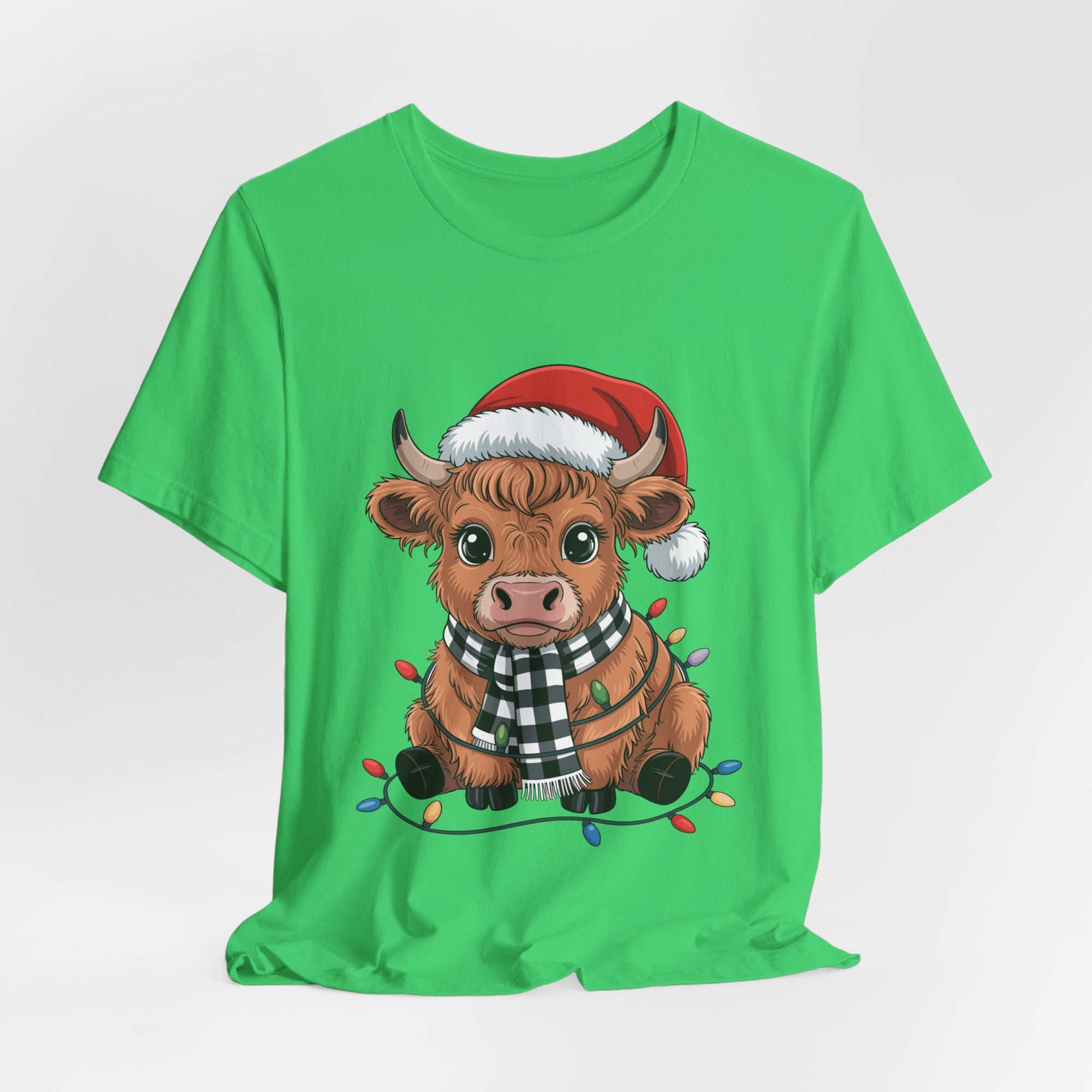 Festive Cow Christmas Tee, Unisex Holiday Shirt, Cute Animal T-Shirt