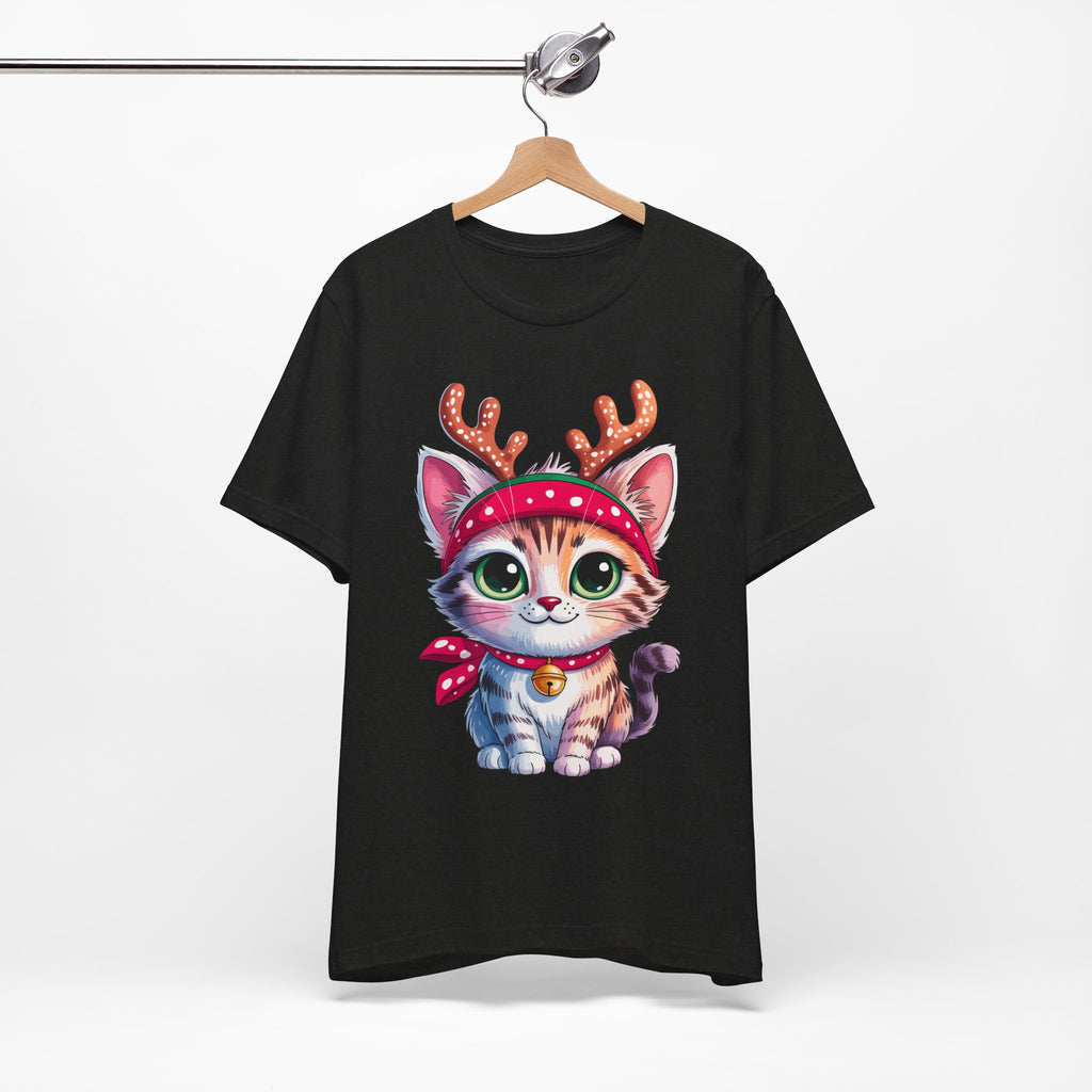 Cute Cat Holiday Tee Shirt, Unisex Cat Lover Gift, Christmas T-Shirt, Animal Graphic Tee, Fun Holiday Apparel