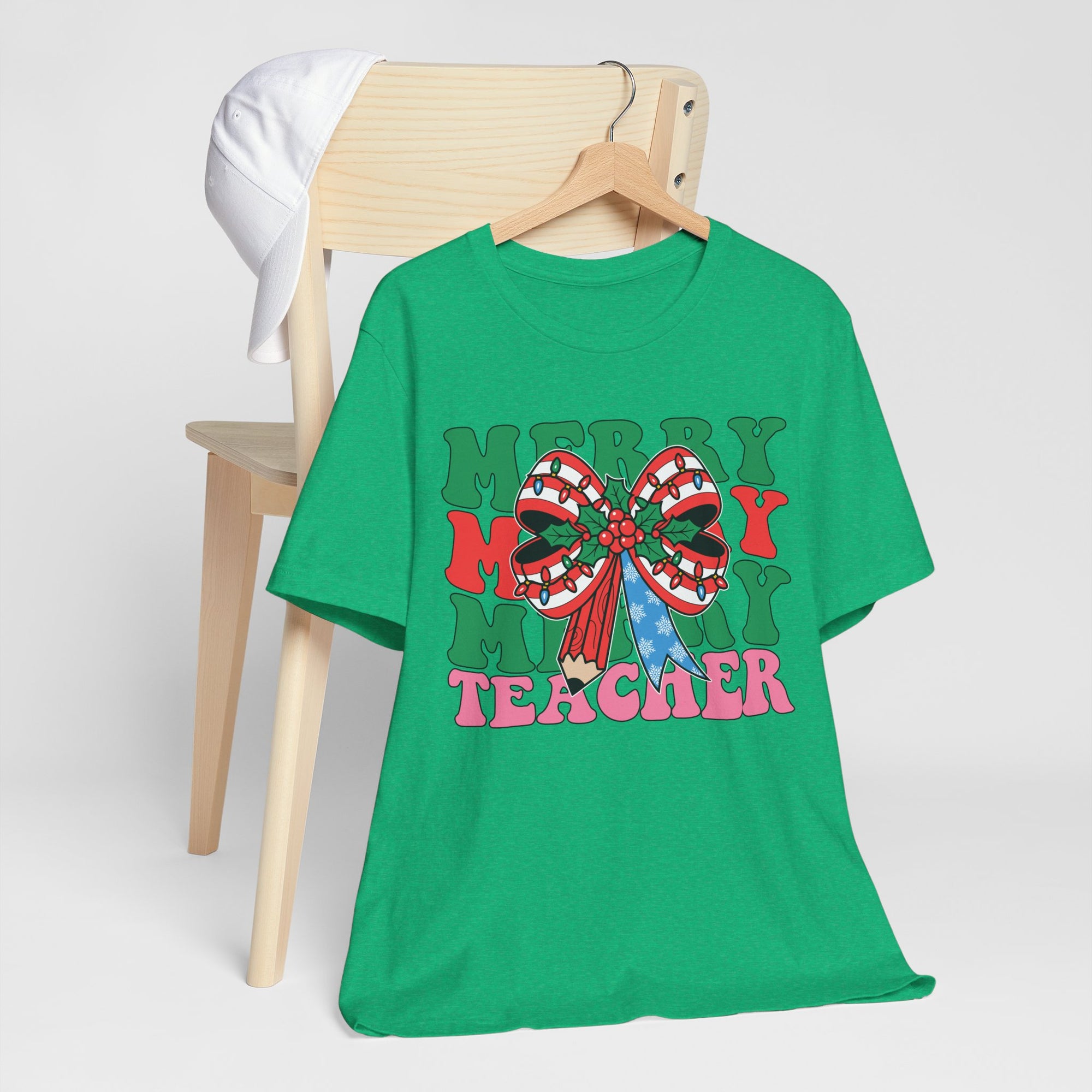 Merry Teacher T-Shirt | Cute Holiday Tee for Educators, Christmas Gift, Teacher Appreciation, Casual Wear, Festive Apparel