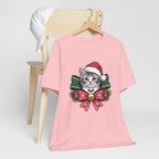 Festive Cat Christmas Tee, Cat Lover Gift, Holiday Shirt, Unisex T-Shirt