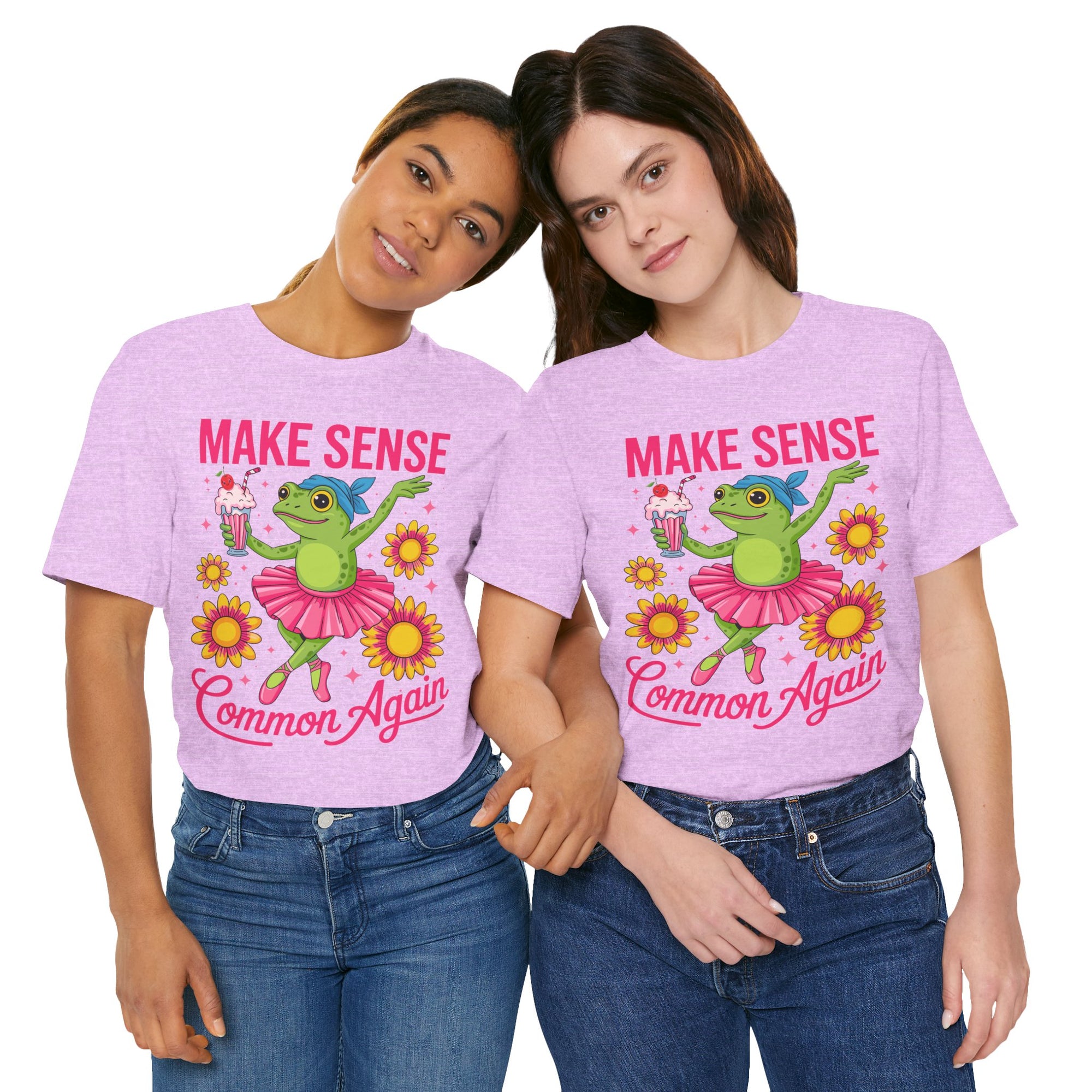 Make Sense Common Again T‑Shirt — Cute Dancing Frog Graphic Tee