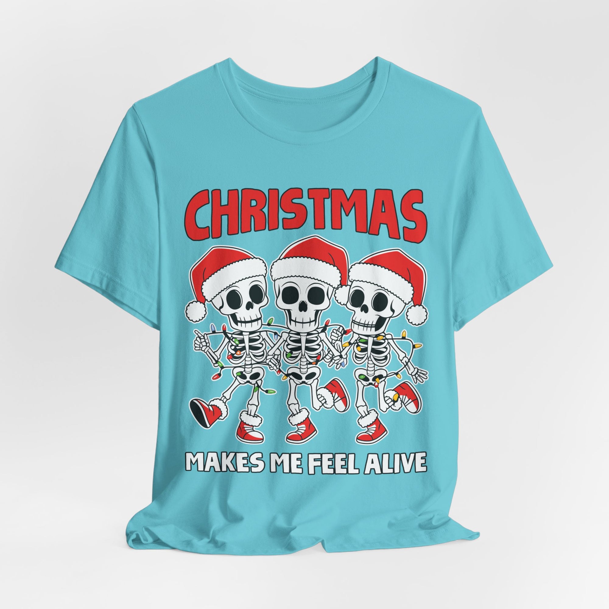 Skeleton Christmas Tee, Holiday Shirt, Unisex Christmas T-Shirt, Fun Winter Apparel, Party Outfit.
