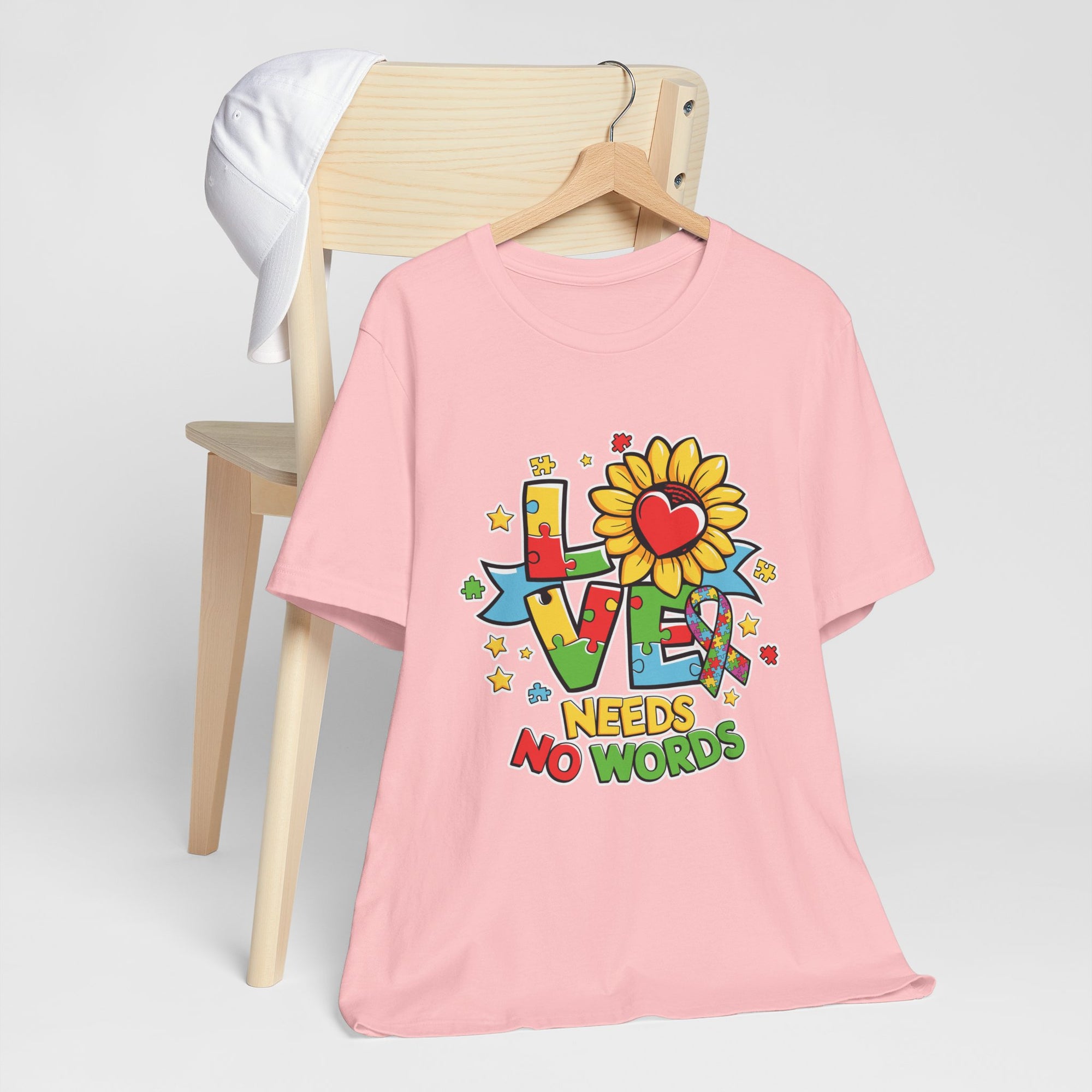 Colorful Love Needs No Words Tee, Unisex Graphic Tee