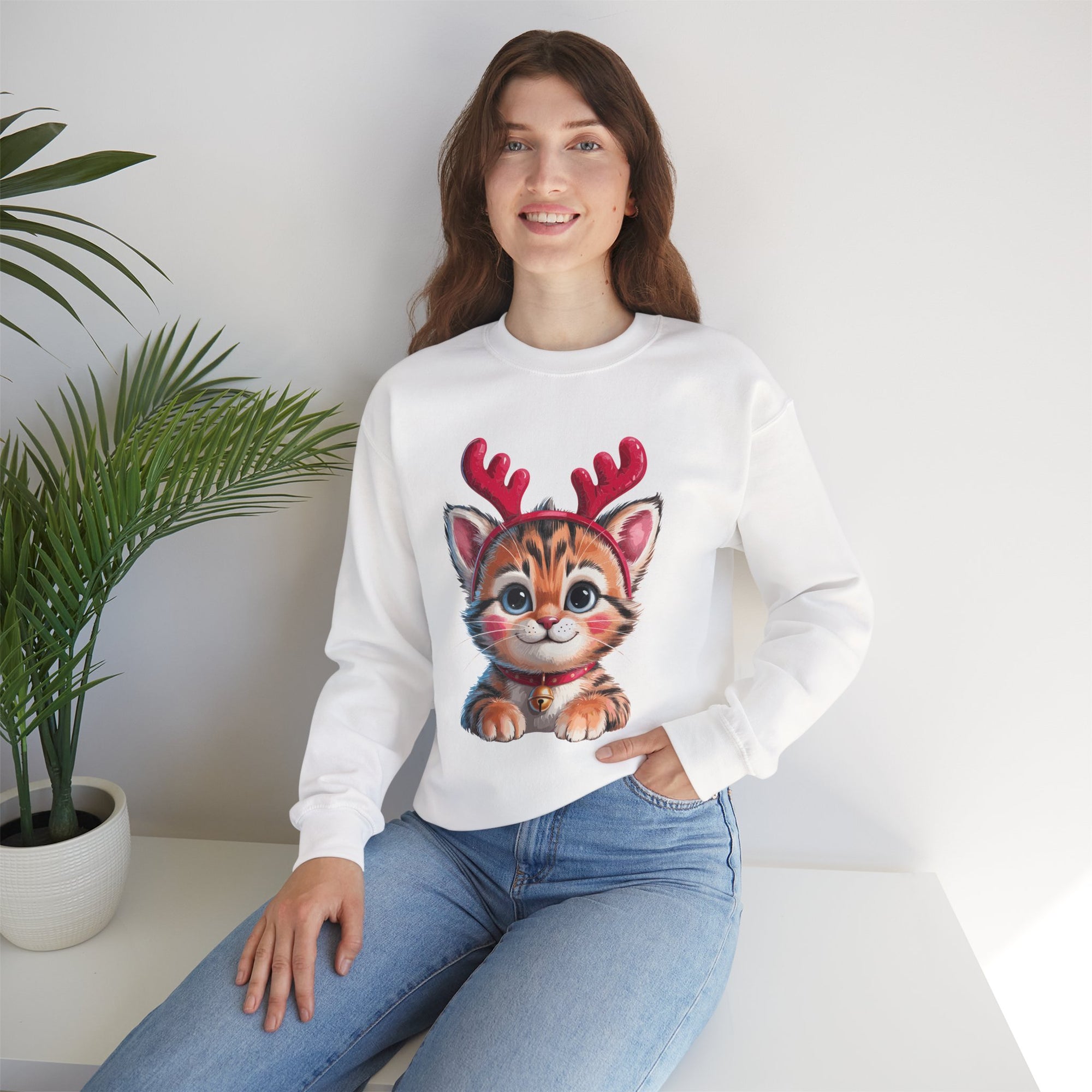 Cute Cat Antlers Crewneck Sweatshirt