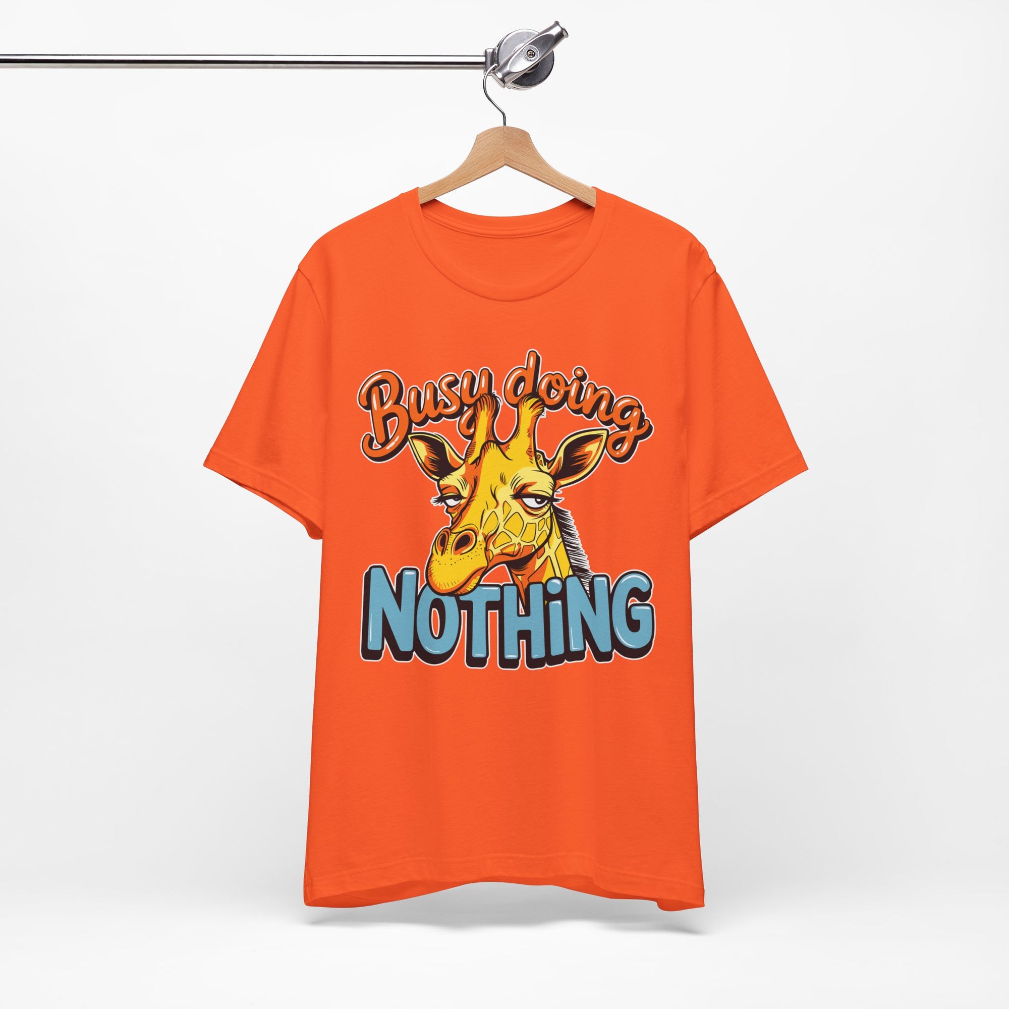Funny Giraffe Busy Doing Nothing Lazy Animal Cartoon Design Unisex Jersey Short Sleeve Tee
