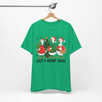 Festive Merry Goose T-Shirt, Christmas Tee, Holiday Apparel, Funny Gift, Unisex Tee, Seasonal Shirt