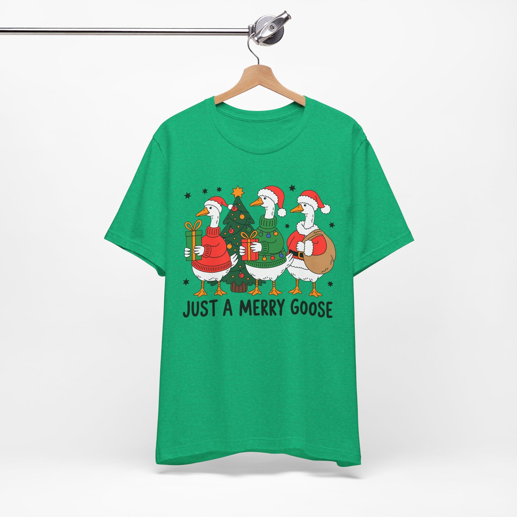 Festive Merry Goose T-Shirt, Christmas Tee, Holiday Apparel, Funny Gift, Unisex Tee, Seasonal Shirt
