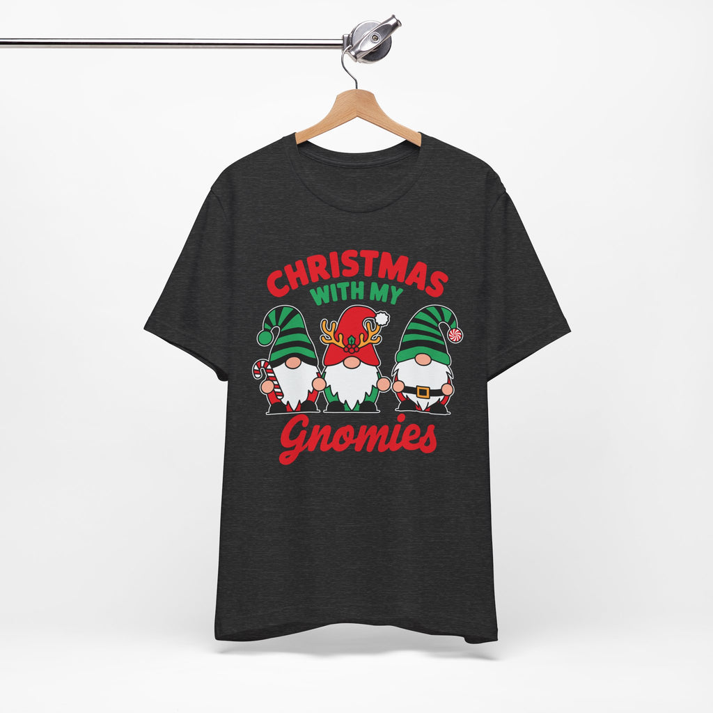 Christmas with My Gnomies Unisex Tee, Holiday Shirt, Christmas Gift, Gnome Tee, Festive Apparel, Cute Christmas T-Shirt