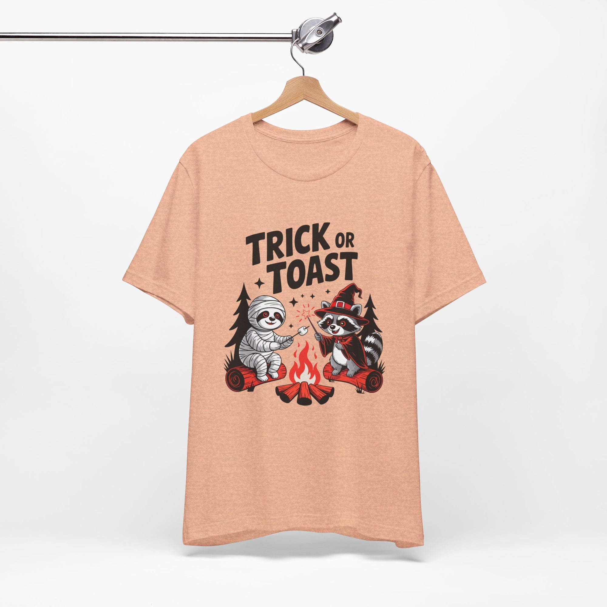 Graphic Tee for Outdoor Lovers - Trick or Toast Sloth & Raccoon, Perfect Fall Gift