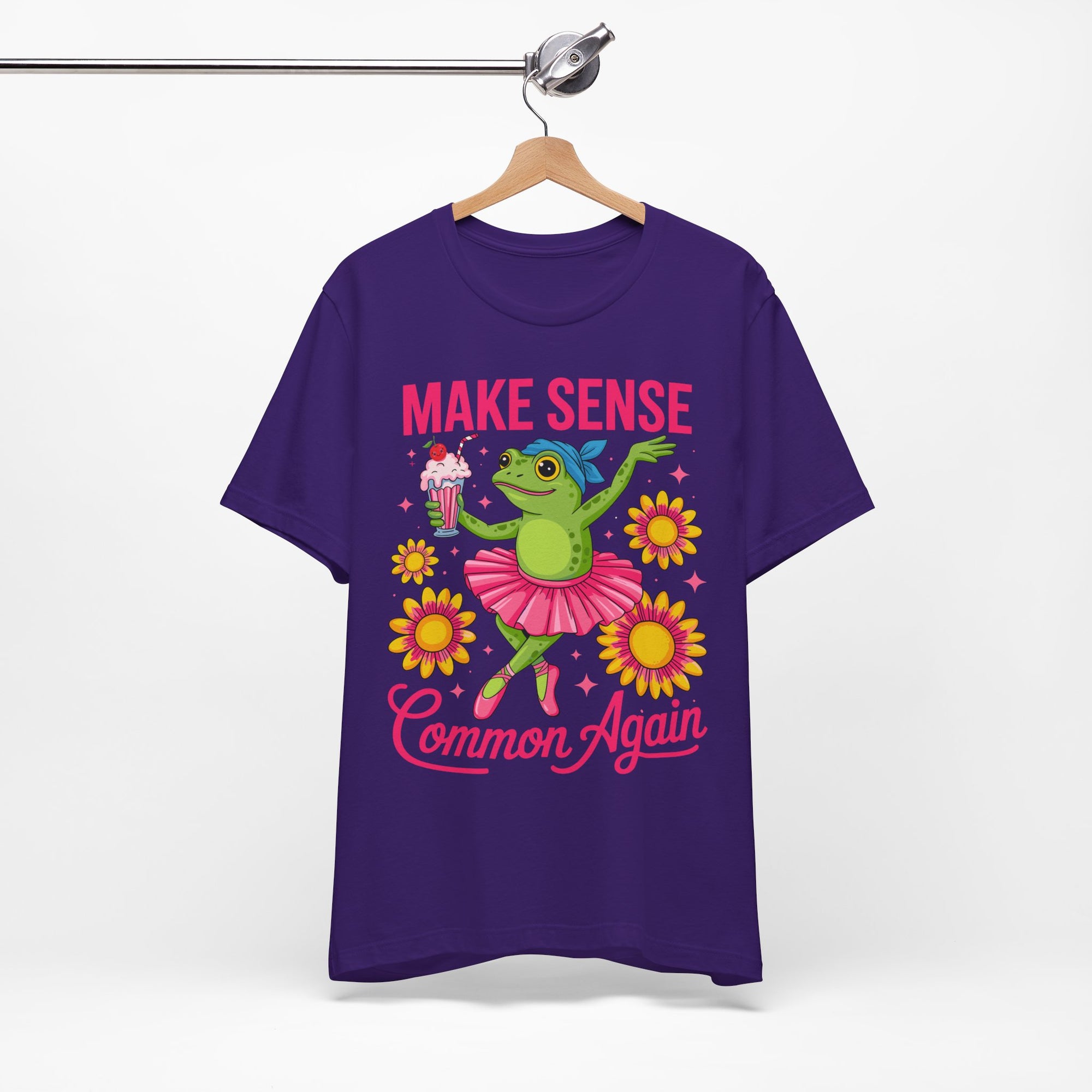Make Sense Common Again T‑Shirt — Cute Dancing Frog Graphic Tee