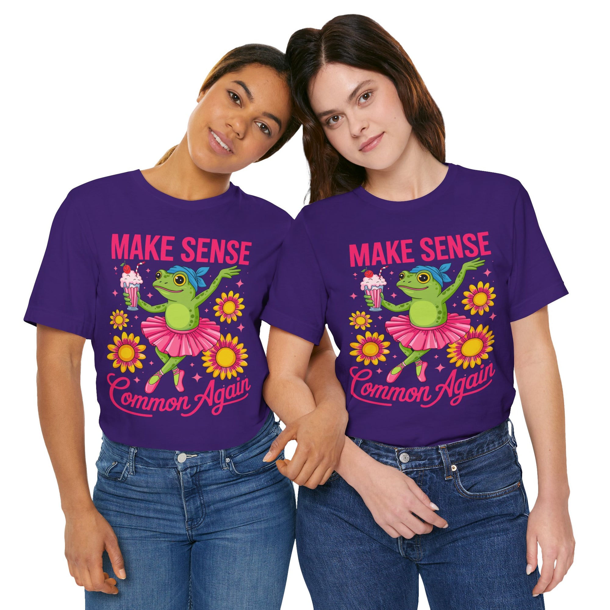 Make Sense Common Again T‑Shirt — Cute Dancing Frog Graphic Tee