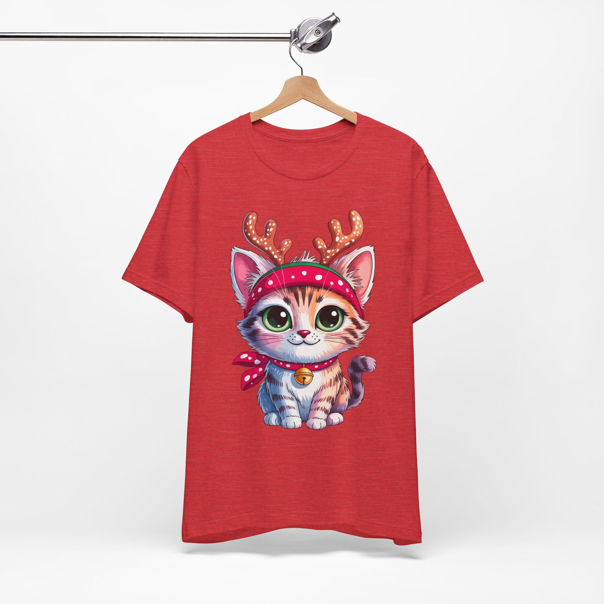 Cute Cat Holiday Tee Shirt, Unisex Cat Lover Gift, Christmas T-Shirt, Animal Graphic Tee, Fun Holiday Apparel