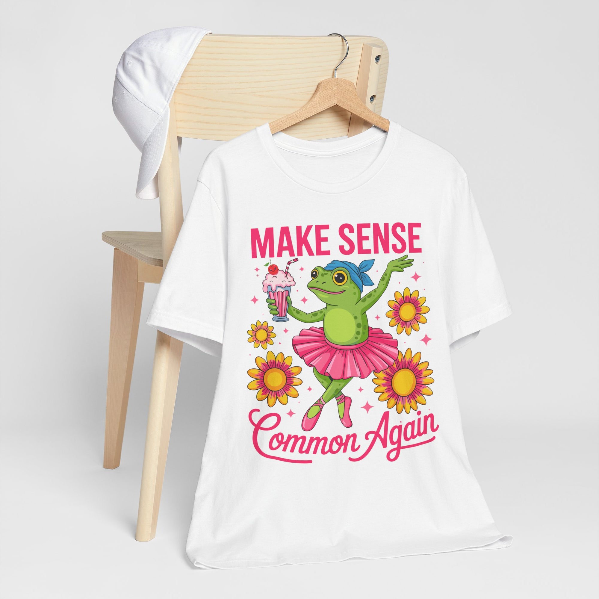 Make Sense Common Again T‑Shirt — Cute Dancing Frog Graphic Tee