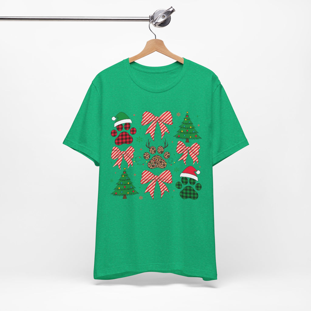 Festive Pet Lover Tee - Christmas Celebration Shirt, Holiday Gift for Dog Owners, Cute Winter Apparel, Paw Print T-Shirt, Unisex
