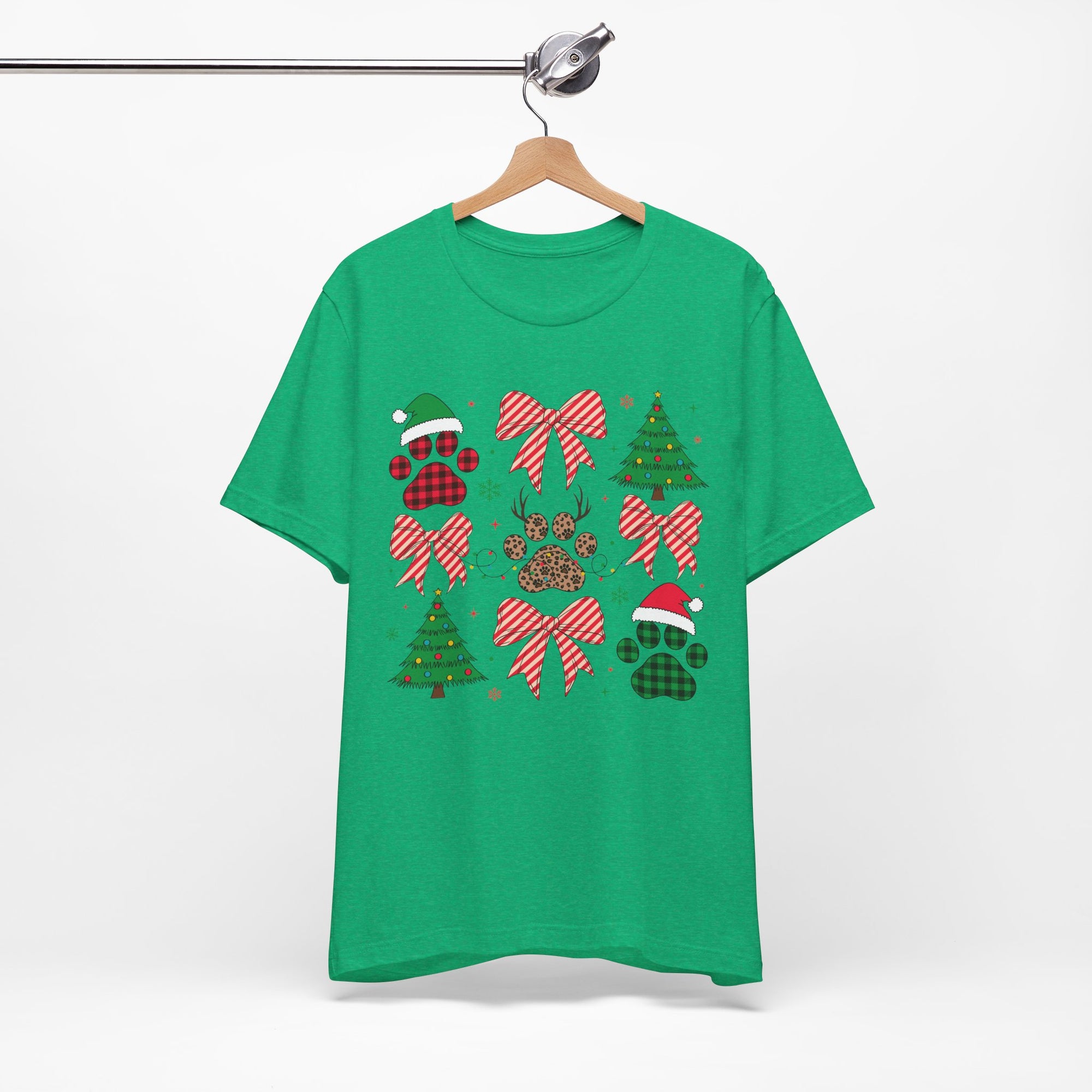 Festive Pet Lover Tee - Christmas Celebration Shirt, Holiday Gift for Dog Owners, Cute Winter Apparel, Paw Print T-Shirt, Unisex