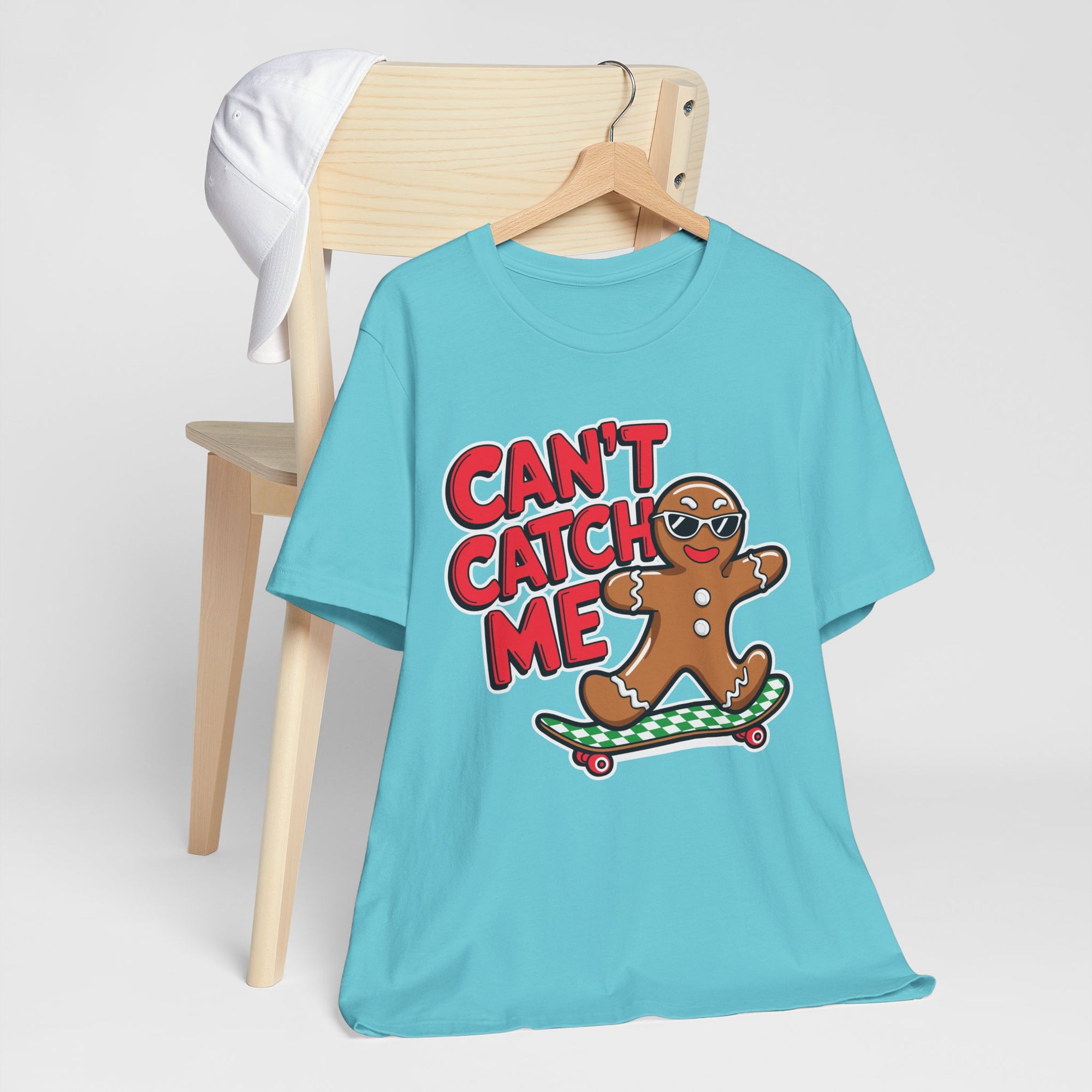 Gingerbread Skateboard Tee, Funny Holiday T-Shirt, Unisex Christmas Gift