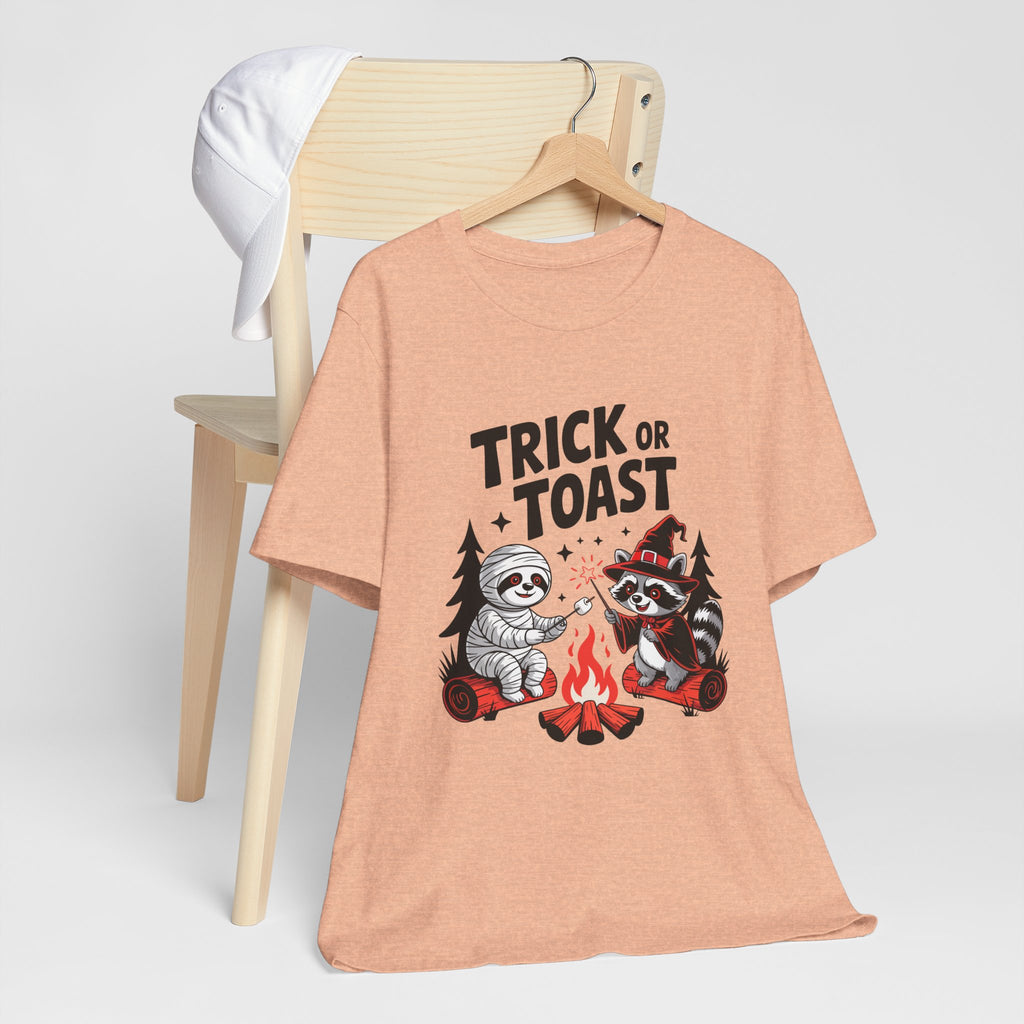 Graphic Tee for Outdoor Lovers - Trick or Toast Sloth & Raccoon, Perfect Fall Gift