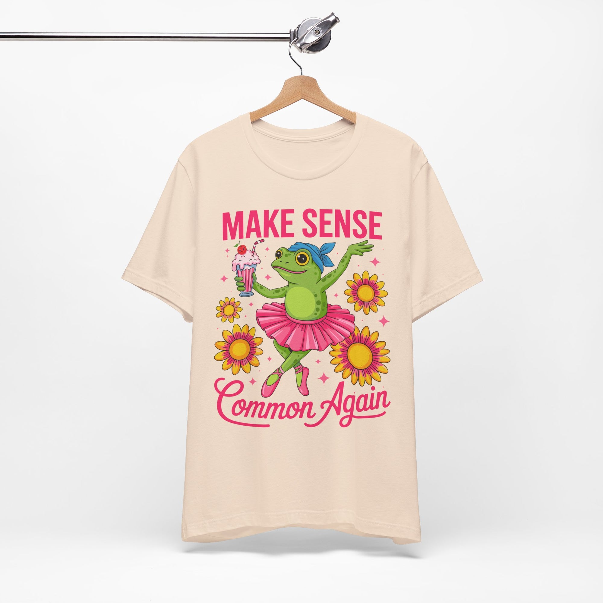 Make Sense Common Again T‑Shirt — Cute Dancing Frog Graphic Tee