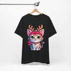 Cute Cat Holiday Tee Shirt, Unisex Cat Lover Gift, Christmas T-Shirt, Animal Graphic Tee, Fun Holiday Apparel