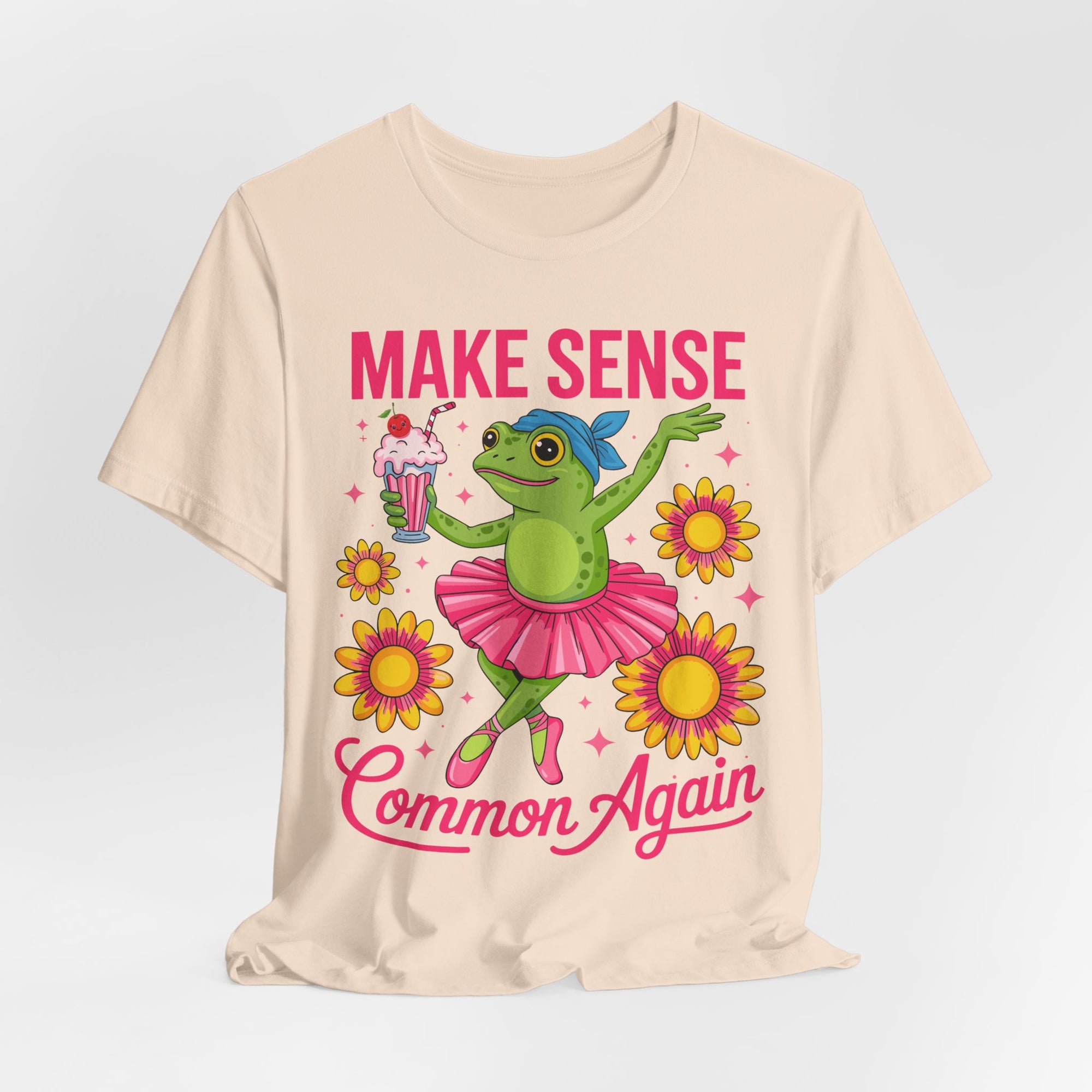Make Sense Common Again T‑Shirt — Cute Dancing Frog Graphic Tee