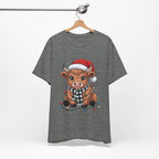 Festive Cow Christmas Tee, Unisex Holiday Shirt, Cute Animal T-Shirt