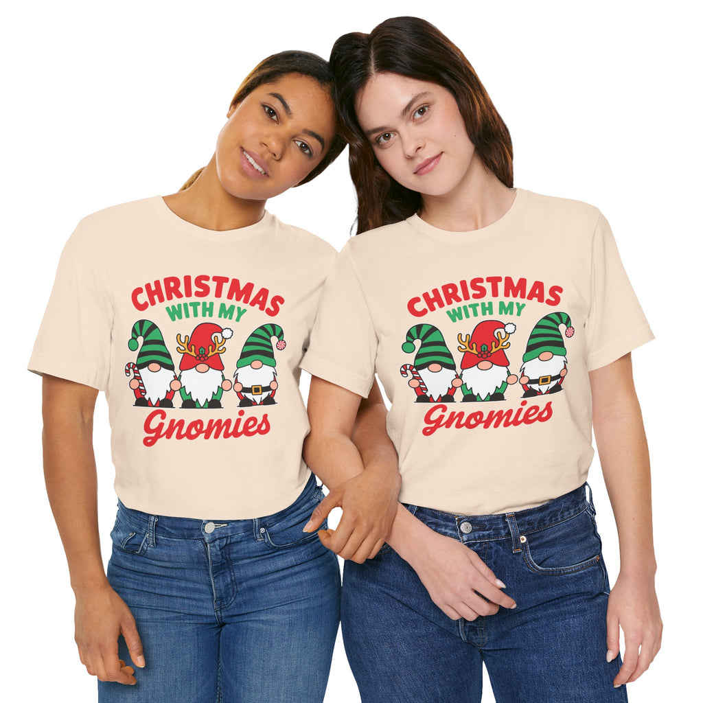 Christmas with My Gnomies Unisex Tee, Holiday Shirt, Christmas Gift, Gnome Tee, Festive Apparel, Cute Christmas T-Shirt