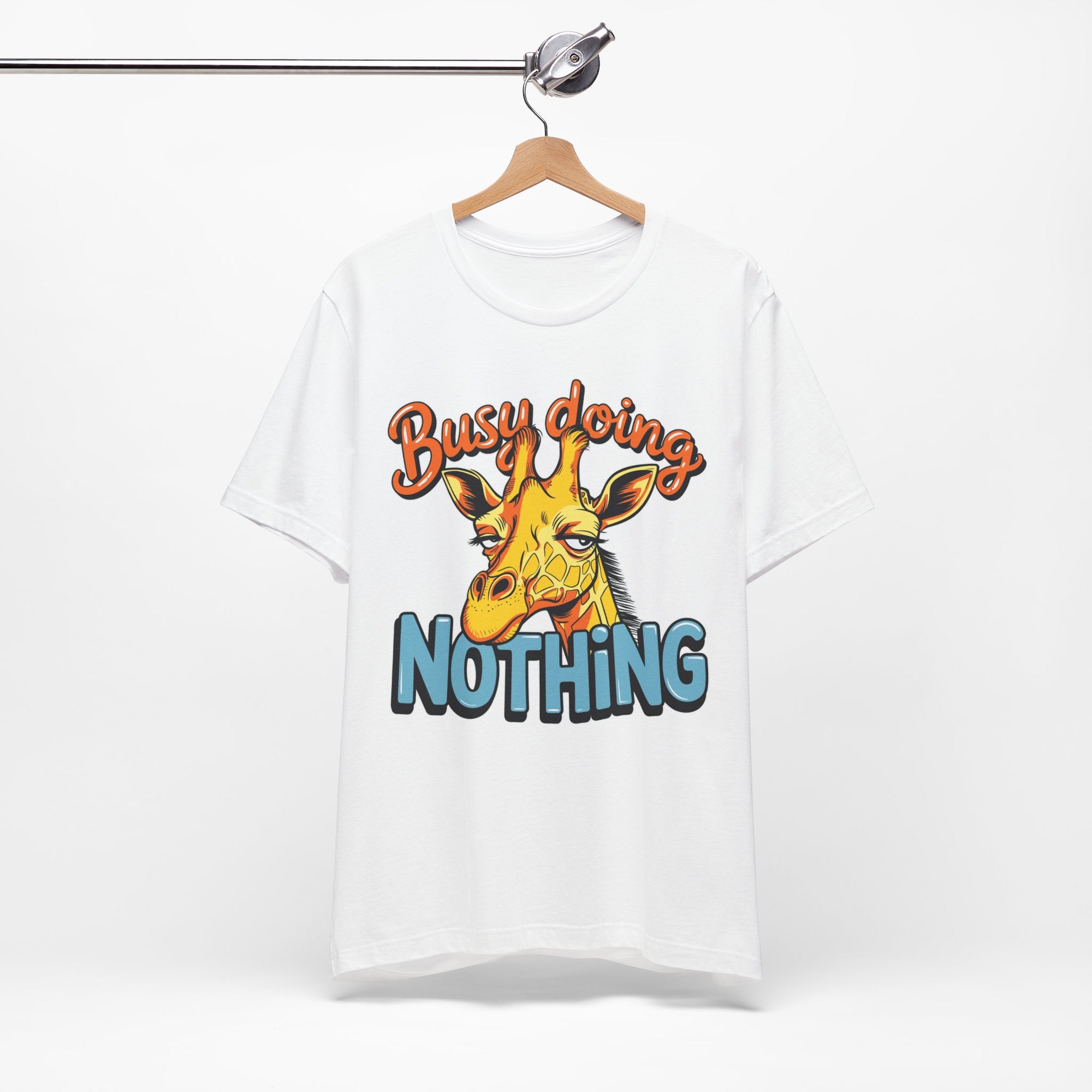 Funny Giraffe Busy Doing Nothing Lazy Animal Cartoon Design Unisex Jersey Short Sleeve Tee