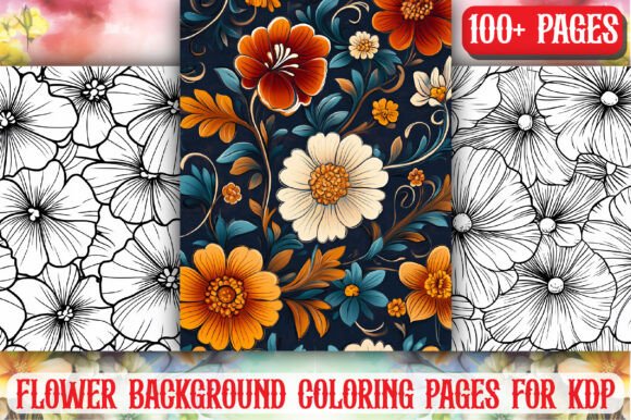 Flower Background Coloring Book Pages