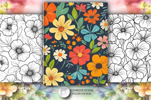 Flower Background Coloring Book Pages