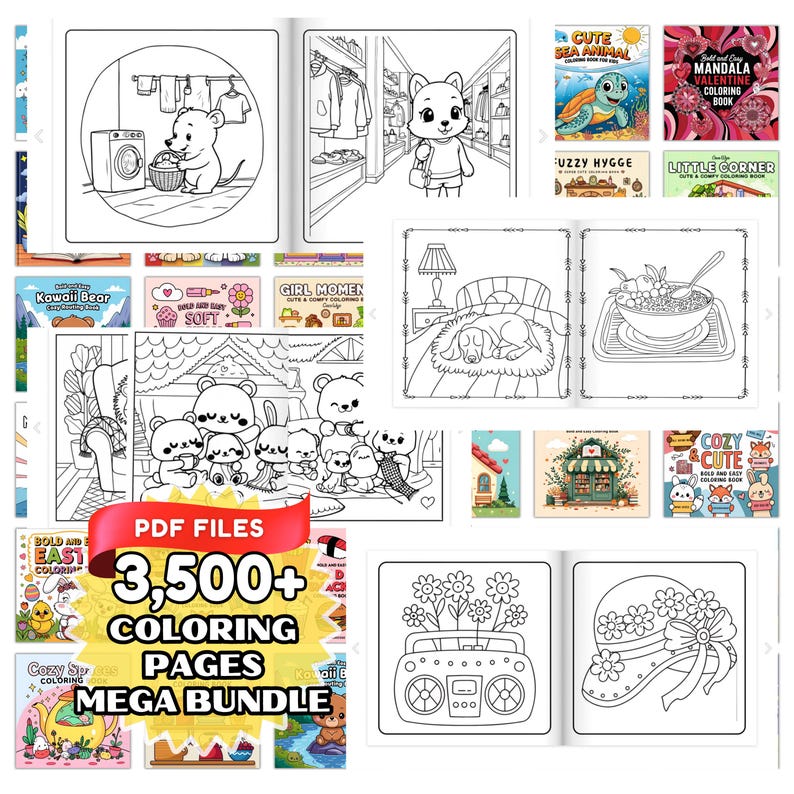 MEGA Coloring Book 3500+ Pages Bundle, 50 Coloring Book, Girl Moments, Pdf